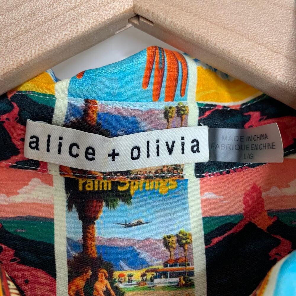 Alice + Olivia Willa Western Printed Button-Front Shirt Womens Large - Picture 13 of 16